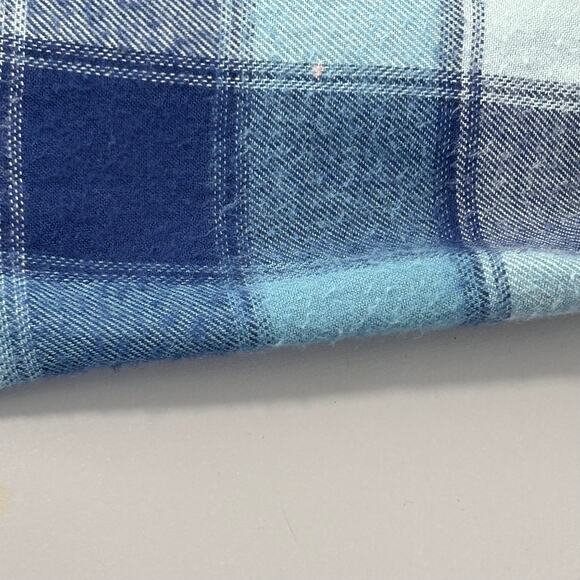 BP Plaid Cropped Flannel Button Up Shirt in Blue Lucie Plaid - Picture 9 of 9